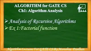 Ch 1.18: Analysis of Recursive Algorithms |Ex 1:Factorial function |Method of backward substitutions