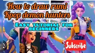 How to draw Rumi kpop demon hunters 😜🌟easy tut for beginners step by step 😎 #shorts #rumi #art #kpop