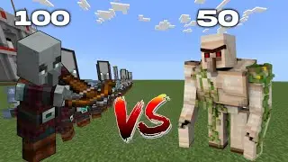 100 Pillagers vs 50 Iron Golems in Minecraft | Minecraft Mob Battle