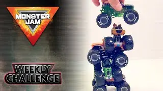TRUCK STACK CHALLENGE! Monster Jam Toy Stunt Challenge #3