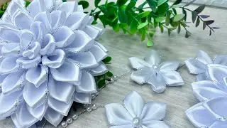Large white satin ribbon bows 2.5 cm / diameter 14 cm
