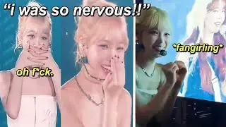 Chaewon got so nervous & almost stuttered again at IU's concert (finally met in person)