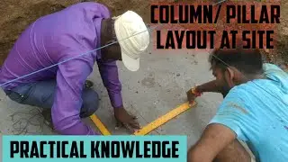 column layout at site. marking of column. Construction of house part 7....