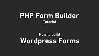 Wordpress forms with PHP Form Builder
