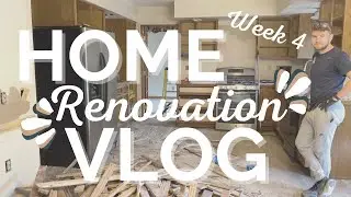 Home Renovation Vlog - Week 4 - Removing Our Hard Wood Floor, Wallpaper + Cleaning & Sanding!