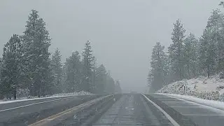 Snowy sunny to rainy travelling home