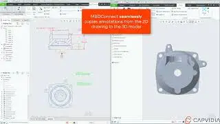 MBDConnect for Creo: 2D to 3D Sync: Copy 2D drawing annotations to 3D model