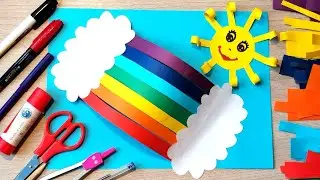 Радуга и солнце. Объемная весенняя поделка из цветной бумаги