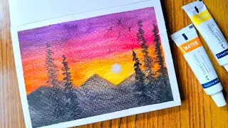 Easy Watercolor Evening Scenery Painting #tutorial #drawwithme | Artistcastle_by_sri