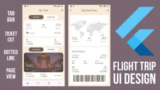 Flutter UI Design | Ticket Cut, Dotted Line, PageView | Flight Trip UI ✈️