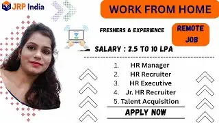MNC Company Hiring Work from home HR Recruiter HR Manager HR Administrator Remote Job Any Graduate
