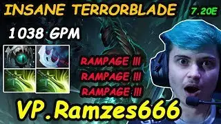 VP Ramzes 666 - [TerrorBlade] INSANE CARRY 1038 GPM  3x Rampage IMBA BUILD | Dota2 7.20 Rank