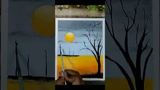 Easy scenery drawing with oil pastels #shorts #youtubeshorts #art
