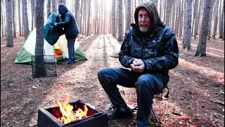 Spring Tent Camping in the Tall Forest Pines