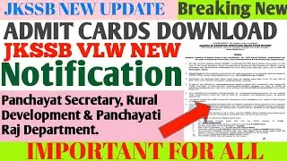JKSSB NEW UPDATE GOOD NEWS For Panchayat Secretary, Rural Development & Panchayati Raj Deptt.Dec 23