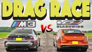 2023 BMW M3 vs 2023 Cadillac CT4 V Blackwing. Drag and Roll Race.