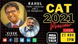 CAT 2021 Preview with Rahul Reddy, VARC 100%tiler, Career Launcher Bangalore w Vivek TOPMYTEST