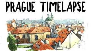 Prague Skyline // Watercolor Painting Timelapse