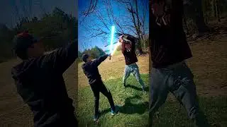 Stick fighting with the boys! (Lightsaber VFX Test) #shorts