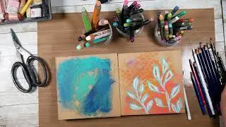 Botanical Drawing on Painty Backgrounds