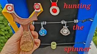 hunting the spinner,  slingshot shooting full butterfly 10mm steel ammo