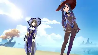 Mona & Lisa on The Beach...| Genshin Animation
