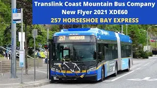 Translink New Flyer 2021 XDE60 21001 Route 257 HORSESHOE BAY EXPRESS