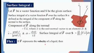 Lecture 5: Surface Integral in Vector Calculus | Solenoidal Vector function | Double Integral | Flux