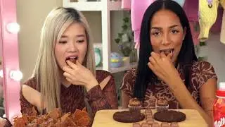 ASMR MUKBANG CHOCOLATE DESSERTS | ICE CREAM COOKIES CAKE | feat. ALISHA from XO TEAM