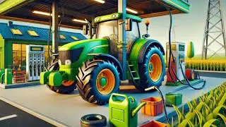 Colorful Two VIP Tractors and Fuel Refueling at the Station - Animated Farm Full of Adventures