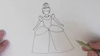 How to draw a cute cinderella - easy draw - step by step- for kids and adults, too!