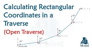 Calculating Coordinates in an Open Traverse; When length and bearing of all the lines are given