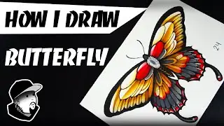 HOW I DRAW BUTTERFLY | Traditional TATTOO Design