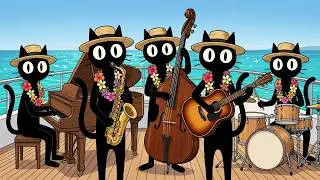 Summer Swing Jazz Cats on the Ocean 🌊 Feel Good Jazz for Work