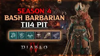 The Pit Tier 114 Season 4 - Bash Barb (No Holy Bolt) - Diablo 4 Gameplay