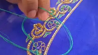 Detailed Thread Work for a Blouse - Peacock Design Embroidery