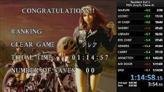 Resident Evil 2 (1998) Claire A PSN PSTV Speedrun 1'14''57 PB