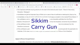 Sikkim - Obtain Permit to Carry (Journey) Firearm (Gun)