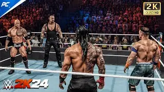 Cena & Roman Reigns vs. Rock & Undertaker WWE 2K24 Tornado Tag Team Championship Action
