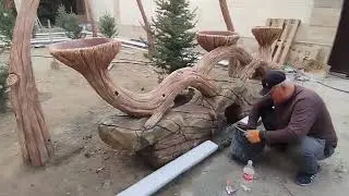 Обзор работ, водопад вазоны фонари из арт бетона.