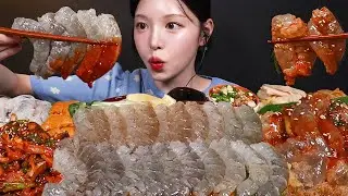Raw Shrimp & Squid Seafood Mukbang ASMR