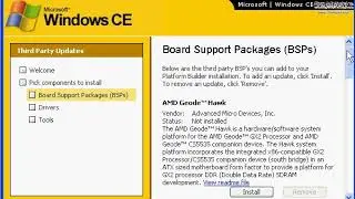 Installing Board Support Package (BSP) for Windows CE Platform Builder