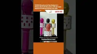 WS858 Microphone for Kids Singing 5 in 1 Wireless Bluetooth Microphone with LED Lights