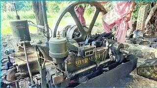 22 HP Black Diesel Engine Start On Solar Panels _ Super Diesel Engine Amazing Starting