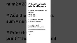 Python Program to Add Two Numbers 