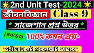 class 9 life science 2nd unit test question paper 2024/class 9 life science 2nd unit test suggestion