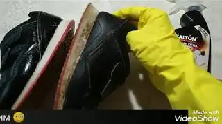 Испытание средства Salton Expert активная пена для чистки обуви, подошв, рантов