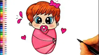 Sevimli Bebek Çizimi 👶 Kundakta Bebek Çizimi - Bebek Resmi Nasıl Çizilir? - Drawing Cute Baby