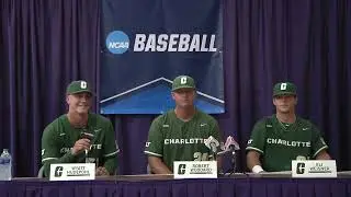 Charlotte head coach Robert Woddard, Wyatt Hudepohl, & Eli Weisner, 06/03/23