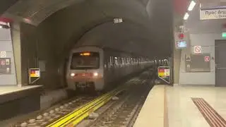 ATHENS METRO LINE 3 train arriving and departing at PIRAEUS station